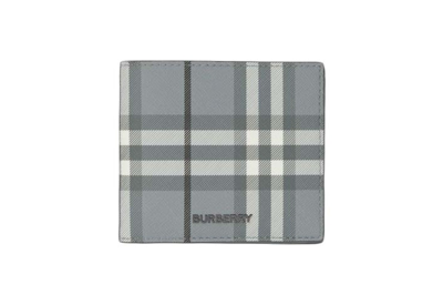 Pre-owned Burberry Vintage Check Bifold Wallet (8 Card Slot) Storm Grey Check