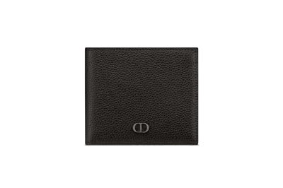 Pre-owned Dior Essentials Wallet Black Grained Calfskin With Cd Icon Signature
