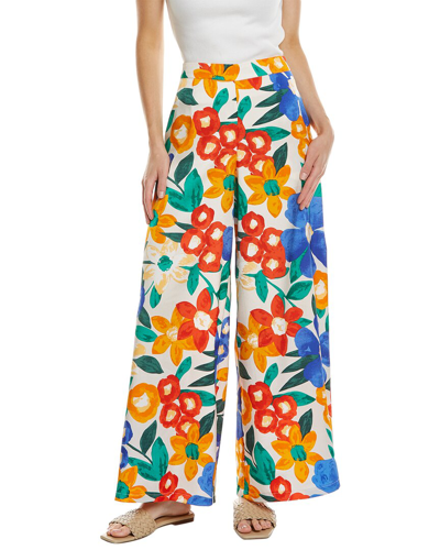 Traffic People Multi Floral Sweet Bird Of Youth Wide Leg Trousers In White
