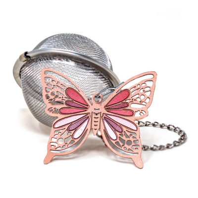 Norpro Mesh Tea Infuser With Butterfly Charm, 2-inch, Stainless Steel In Silver