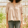 The Great The Honey Top In Cream Mini Wild Flower Print In White