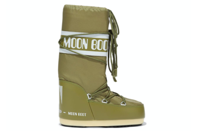 Pre-owned Moon Boot Icon Nylon Boot Khaki In Khaki/green