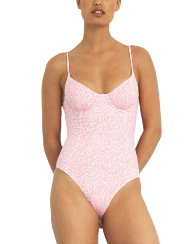 Onia Chelsea One Piece-rosette White Micro Leaves In Pink