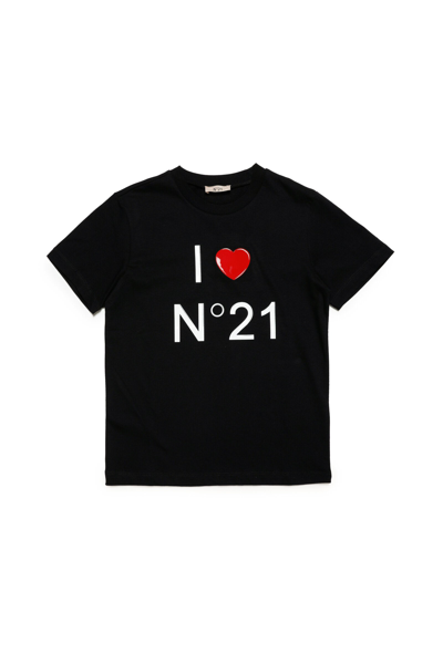 N°21 Kids' Logo Print Cotton Jersey T-shirt In Black