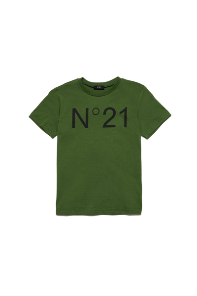 N°21 Kids' Logo Print T-shirt In Green