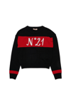 N°21 WOOL-BLEND KNIT SWEATER WITH COLORBLOCK DETAILS AND LOGO