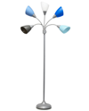 LALIA HOME LALIA HOME 67IN CONTEMPORARY MULTI HEAD MEDUSA 5 LIGHT ADJUSTABLE GOOSENECK  SILVER FLOOR LAMP