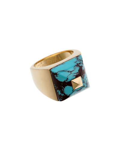 Pre-owned Heritage Hermes Hermès 18k Turquoise Cocktail Ring (authentic )