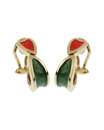 Heritage Gucci Gucci 18k Enamel Clip-on Hoops (authentic )