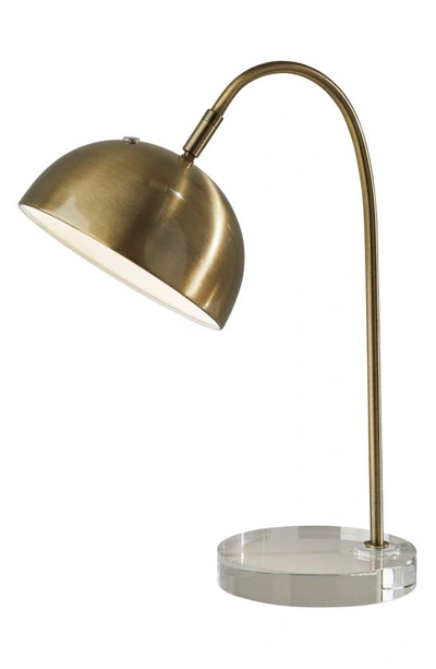 Adesso Lighting Dome Task Desk Lamp In Antique Brass/clear Glass
