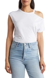 Renee C Asymmetric Sleeve Top In White