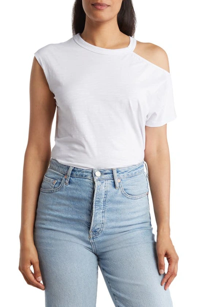 Renee C Asymmetric Sleeve Top In White