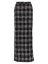 Alessandra Rich Maxi Skirt In Boucle' Fabric With Check Motif In Black