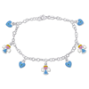 AMOUR AMOUR BLUE ENAMEL HEART AND ANGEL CHARM BRACELET IN STERLING SILVER