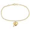 AMOUR AMOUR HEART & KEY CHARM BRACELET WITH LOBSTER CLASP IN YELLOW PLATED STERLING SILVER