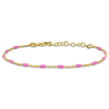 AMOUR AMOUR PINK ENAMEL STATION BALL LINK BRACELET IN YELLOW PLATED STERLING SILVER