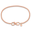 AMOUR AMOUR BEAD LINK BRACELET IN PINK PLATED STERLING SILVER WITH INFINITY CLASP