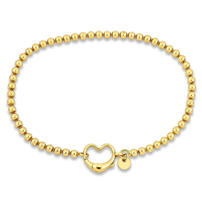 Amour Paper Clip Link Bracelet In Yellow Plated Sterling Silver With Heart Clasp