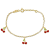 AMOUR AMOUR CHERRY ENAMEL CHARM BRACELET IN YELLOW PLATED STERLING SILVER