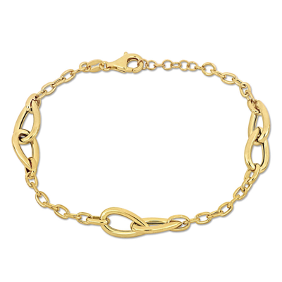 Amour Double Oval Link Bracelet In Yellow Plated Sterling Silver