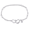 AMOUR AMOUR PAPER CLIP LINK BRACELET IN STERLING SILVER WITH DOUBLE HEART CLASP