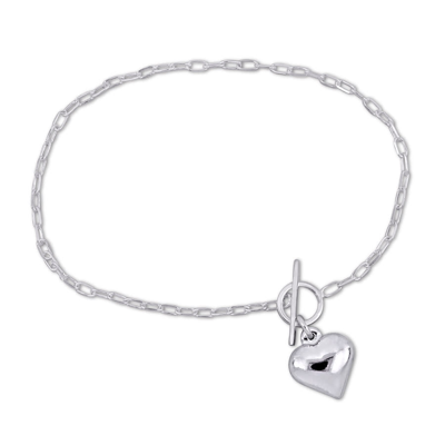 Amour Heart Charm Bracelet In Sterling Silver In White
