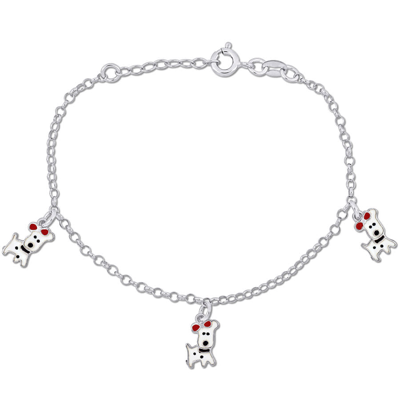 Amour White Dog Charm Bracelet In Sterling Silver