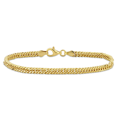 Amour Double Curb Link Chain Bracelet In Yellow Plated Sterling Silver