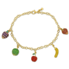 AMOUR AMOUR FIVE FRUIT ENAMEL CHARM BRACELET IN YELLOW PLATED STERLING SILVER