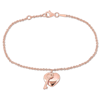 AMOUR AMOUR HEART & KEY CHARM BRACELET WITH LOBSTER CLASP IN PINK PLATED STERLING SILVER
