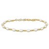 AMOUR AMOUR 3.5-5 MM CULTURED FRESHWATER PEARL AND BEAD STATION BRACELET IN YELLOW PLATED STERLING SILVER