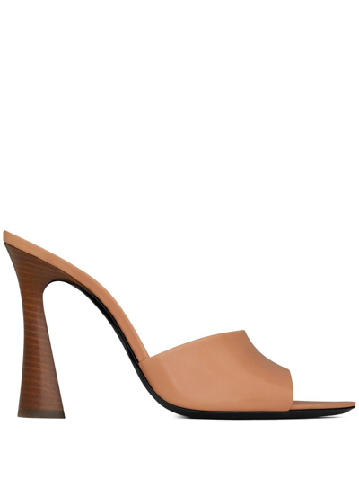 Saint Laurent Suite 105 Leather Mules In Nude