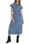 Wash Lab Denim Weekend Belted Denim Shirtdress In Organic Blue