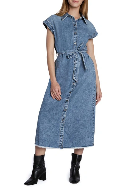 Wash Lab Denim Weekend Belted Denim Shirtdress In Organic Blue