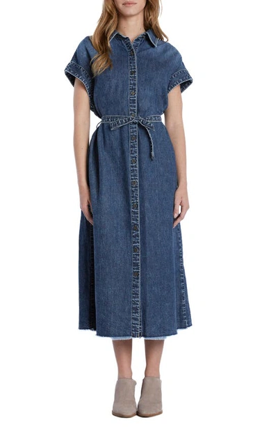 Wash Lab Denim Weekend Belted Denim Shirtdress In Range Blue