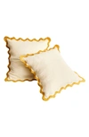Bed Threads Scalloped European Pillowcases (set Of Two) In Limoncello Turmeric