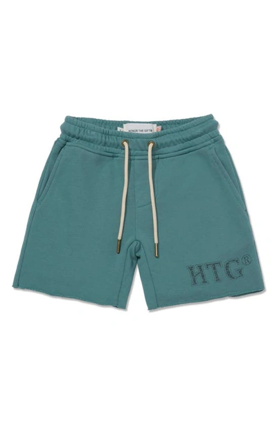 Honor The Gift Kids' Raw Edge Cotton Terry Shorts In Teal