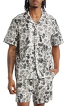 Saturdays Surf Nyc York Paisley Short Sleeve Lyocell Blend Camp Shirt In Storm Gray