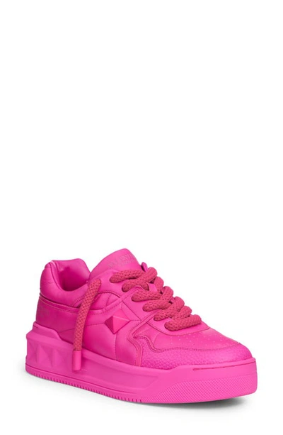 Valentino Garavani One Stud Xl Leather Low-top Sneakers In Fuchsia