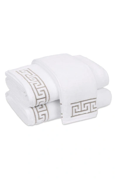 Matouk Adelphi Cotton Wash Cloth In White/truffle