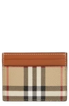 BURBERRY SANDON CHECK CANVAS & LEATHER CARD CASE