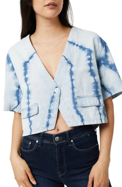 Mavi Jeans Tie Dye Crop Denim Shirt In Blue
