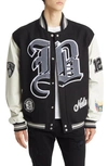Jeff Hamilton Brooklyn Nets Block Letter Wool Blend Varsity Jacket In Black