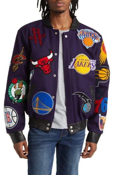 Jeff Hamilton Nba Collage Wool Blend Jacket In Purple