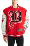 JEFF HAMILTON CHICAGO BULLS BLOCK LETTER WOOL BLEND VARSITY JACKET