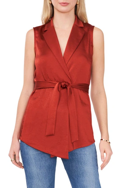 Vince Camuto Women's Solid Notched-collar Belted Vest In Chili Oil