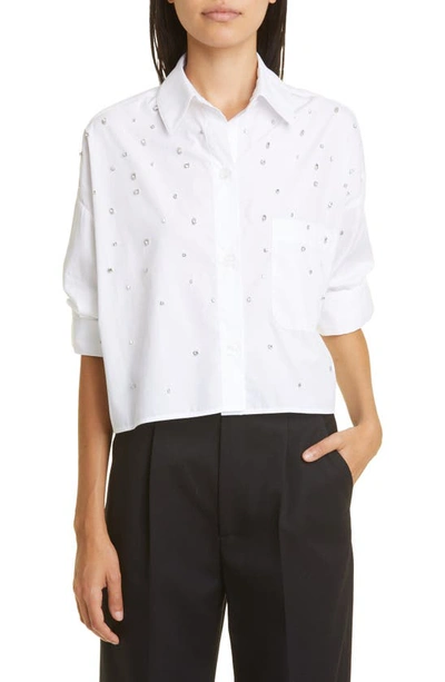 Twp Next Ex Rhinestone Button-up Top In White