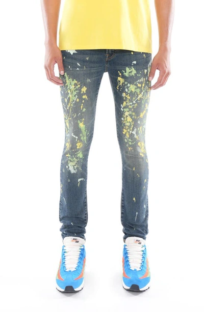 Cult Of Individuality Punk Spattered Super Skinny Jeans In Chaos