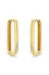 ZOË CHICCO THREE DIAMOND OVAL HOOP EARRINGS