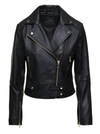 Pinko Cropped Biker Jacket In Black